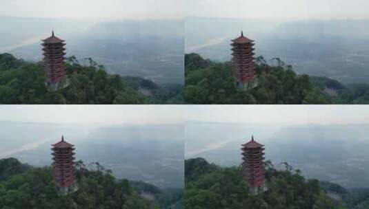 重庆北碚缙云山脉观景台自然风光航拍高清在线视频素材下载