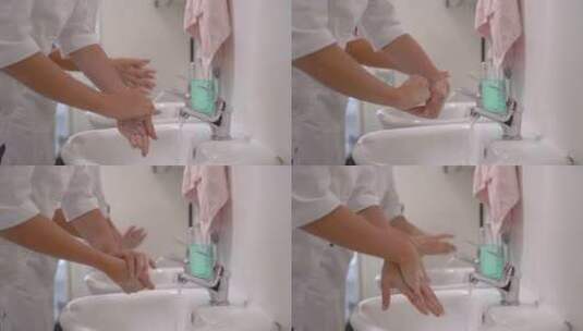 女医生和护士在医院洗手高清在线视频素材下载