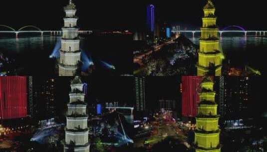 航拍延时摄影宜昌地标 ·天然塔夜色(3)高清在线视频素材下载