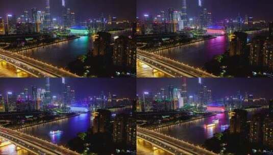 广州的珠江与城市之光高清在线视频素材下载