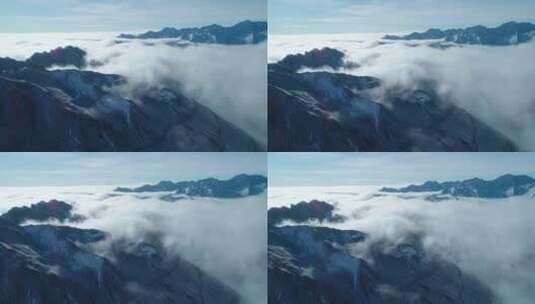 巴郎山雪山云海日出航拍风景高清在线视频素材下载