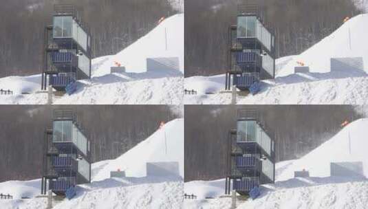 滑雪场景山顶滑雪体育运功国家滑雪场高清在线视频素材下载