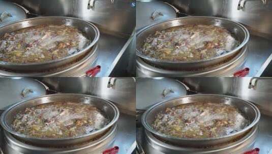 新疆美食 手抓饭制作过程沸腾的肉高清在线视频素材下载