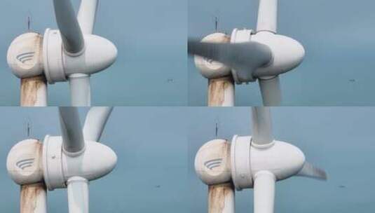 海边森林风力发电风车航拍高清在线视频素材下载