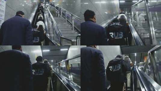 上海地铁进站排队扶梯高清在线视频素材下载