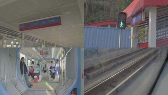 广州黄埔区有轨电车轻轨列车小火车高清在线视频素材下载