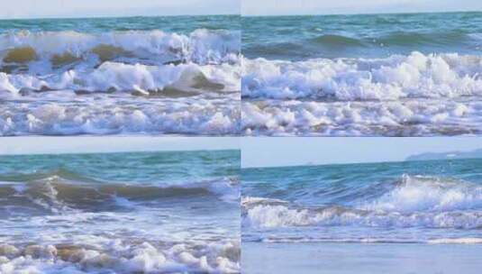 唯美震撼画面大海浪花朵朵沙滩高清在线视频素材下载