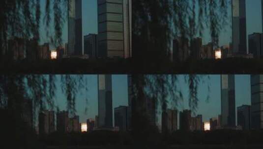 江西南昌城市夕阳湖边夜景高清在线视频素材下载