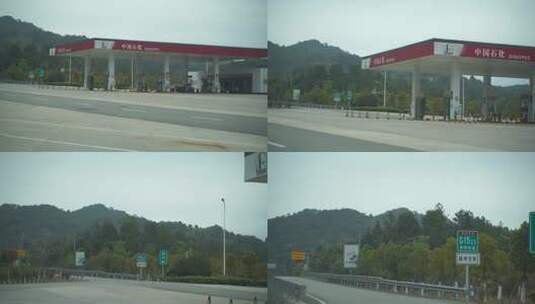 路边中国石化加油站开车经过加油站高清在线视频素材下载
