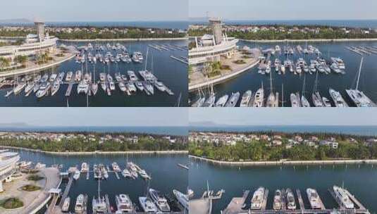 清水湾国际游艇小镇码头港口航拍高清在线视频素材下载
