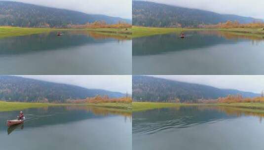 在湖上划船的人高清在线视频素材下载