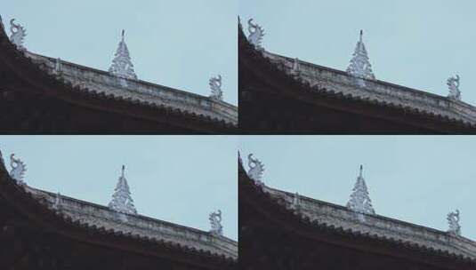 古建筑屋脊兽屋顶小鸟高清在线视频素材下载