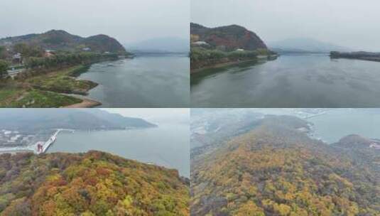 无人机航拍吉林牡丹江松花湖景区秋天高清在线视频素材下载