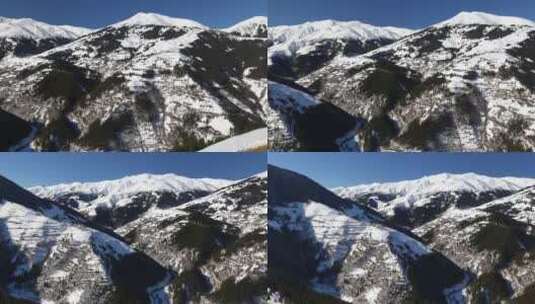 森林中山村的雪冬景观高清在线视频素材下载