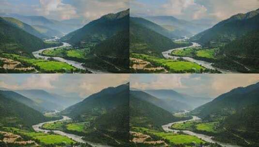山川河流和天空云海的特写高清在线视频素材下载