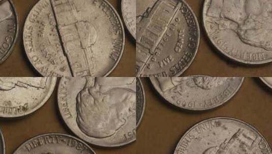 旋转股票镜头拍摄的美国镍币（硬币-0.05美元）-MONEY 0198高清在线视频素材下载