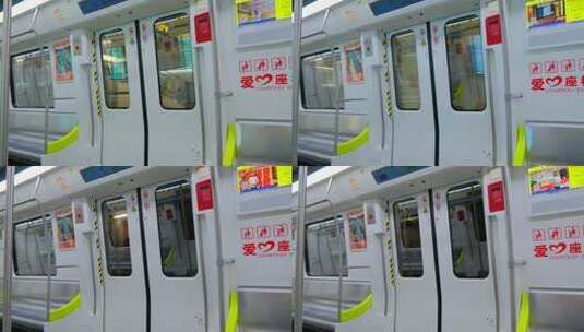 地铁 公共交通 车厢 车门高清在线视频素材下载