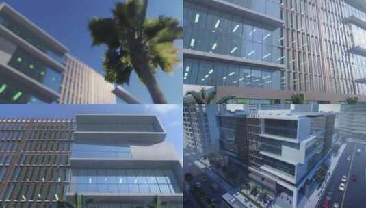 三维建筑外立面 商业楼 五星级办公楼高清在线视频素材下载
