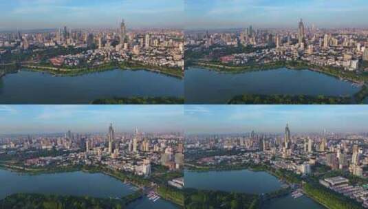 航拍南京日出城市风光高清在线视频素材下载