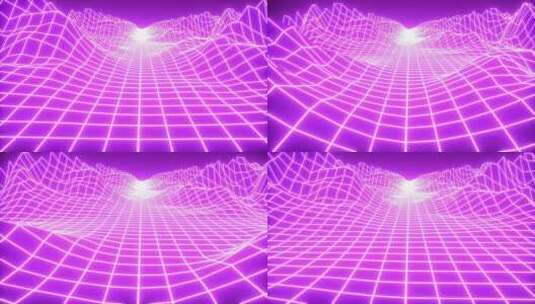 赛博朋克紫色网格景观高清在线视频素材下载