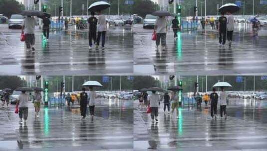 雨天 下雨 城市风光 写意 台风 雨中景色高清在线视频素材下载