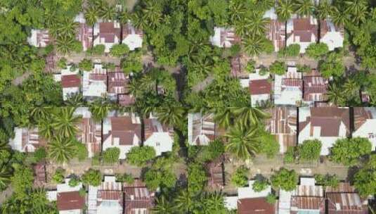 热带森林中小镇的俯视图高清在线视频素材下载