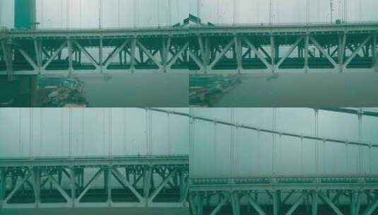航拍4K高铁与车辆并行的五峰山大桥高清在线视频素材下载