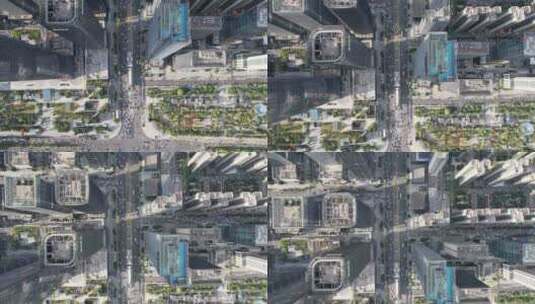 俯拍城市商务建筑交通高清在线视频素材下载