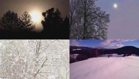 冬季景观自然唯美星辰 夜空 夕阳晚霞高清在线视频素材下载