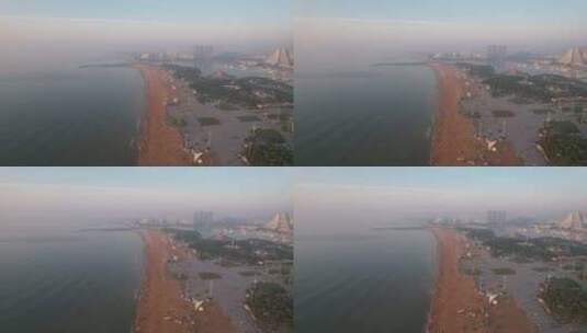 海边沙滩大海海洋沙滩风景航拍高清在线视频素材下载