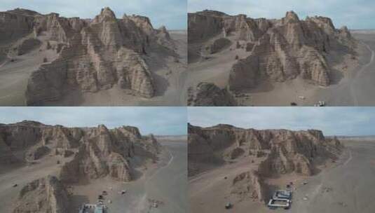 新疆哈密大海道火星地貌雅丹高空航拍高清在线视频素材下载