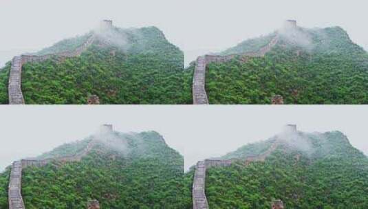 夏季雨中中国金山岭长城高清在线视频素材下载