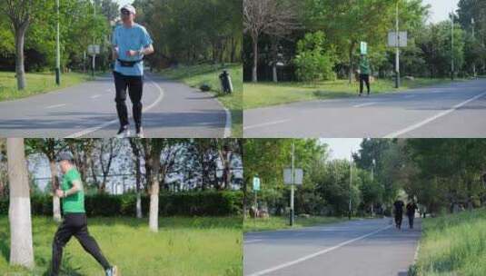 公园晨跑跑步运动健身全民健身日高清在线视频素材下载