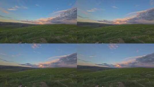 新疆喀拉峻人体草原日落高清在线视频素材下载