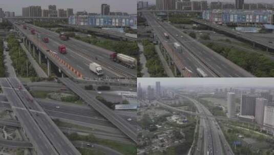 航拍上海京沪高速与上海绕城高速合集4K高清在线视频素材下载