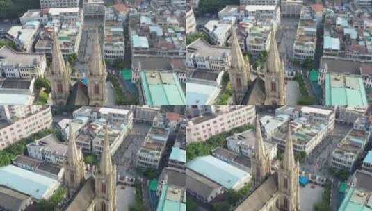 广州石室教堂航拍素材高清在线视频素材下载