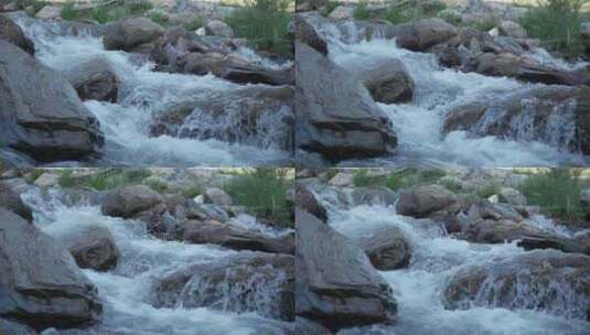 呼和浩特大青山里的小溪天然泉水矿泉水高清在线视频素材下载