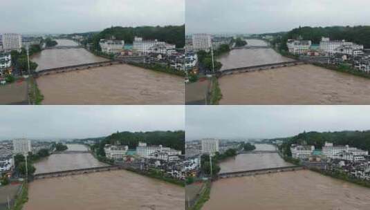 2024年6月下旬黄山市暴雨后洪水来袭高清在线视频素材下载