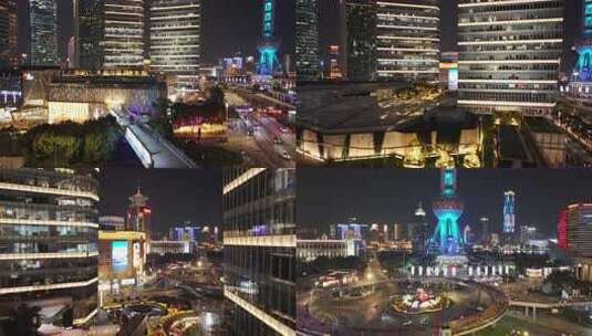 上海陆家嘴城市建筑夜景高清在线视频素材下载