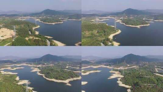 水库山水鸟瞰全景高清在线视频素材下载