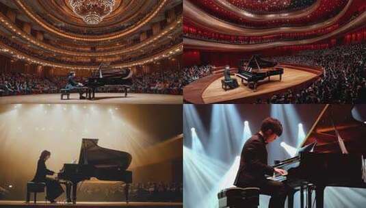 音乐厅的钢琴演奏高清在线视频素材下载