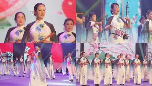 女性旗袍舞台表演高清在线视频素材下载