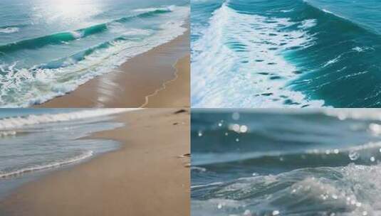 海浪翻涌壮丽景象大海浪花汹涌海浪海鸥航拍高清在线视频素材下载