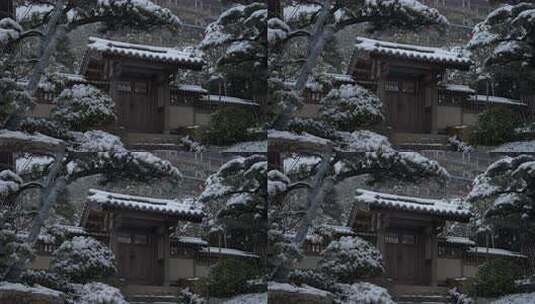 杭州径山寺中式古建筑寺庙雪景高清在线视频素材下载