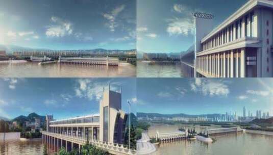 三维三峡大坝水库堤坝工程动画高清在线视频素材下载