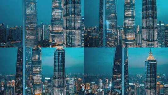 上海三件套夜景延时摄影高清在线视频素材下载