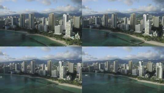 航拍沿海城市高清在线视频素材下载