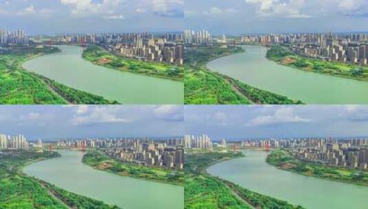 邕江良庆大桥延时青秀山蜿蜒广西景色高清在线视频素材下载
