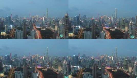 航拍上海城市风光夜景高清在线视频素材下载