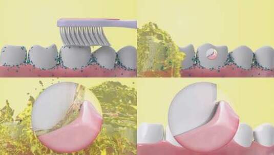 刷牙口腔清洁细菌高清在线视频素材下载